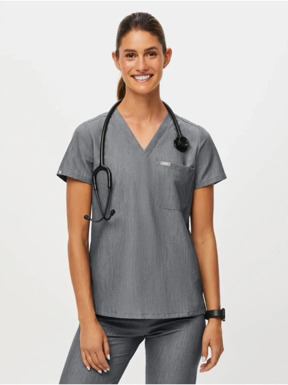 FIGS Graphite Catarina One Pocket Scrub Top Livingston Basic Scrub Bottom - Picture 3 of 3